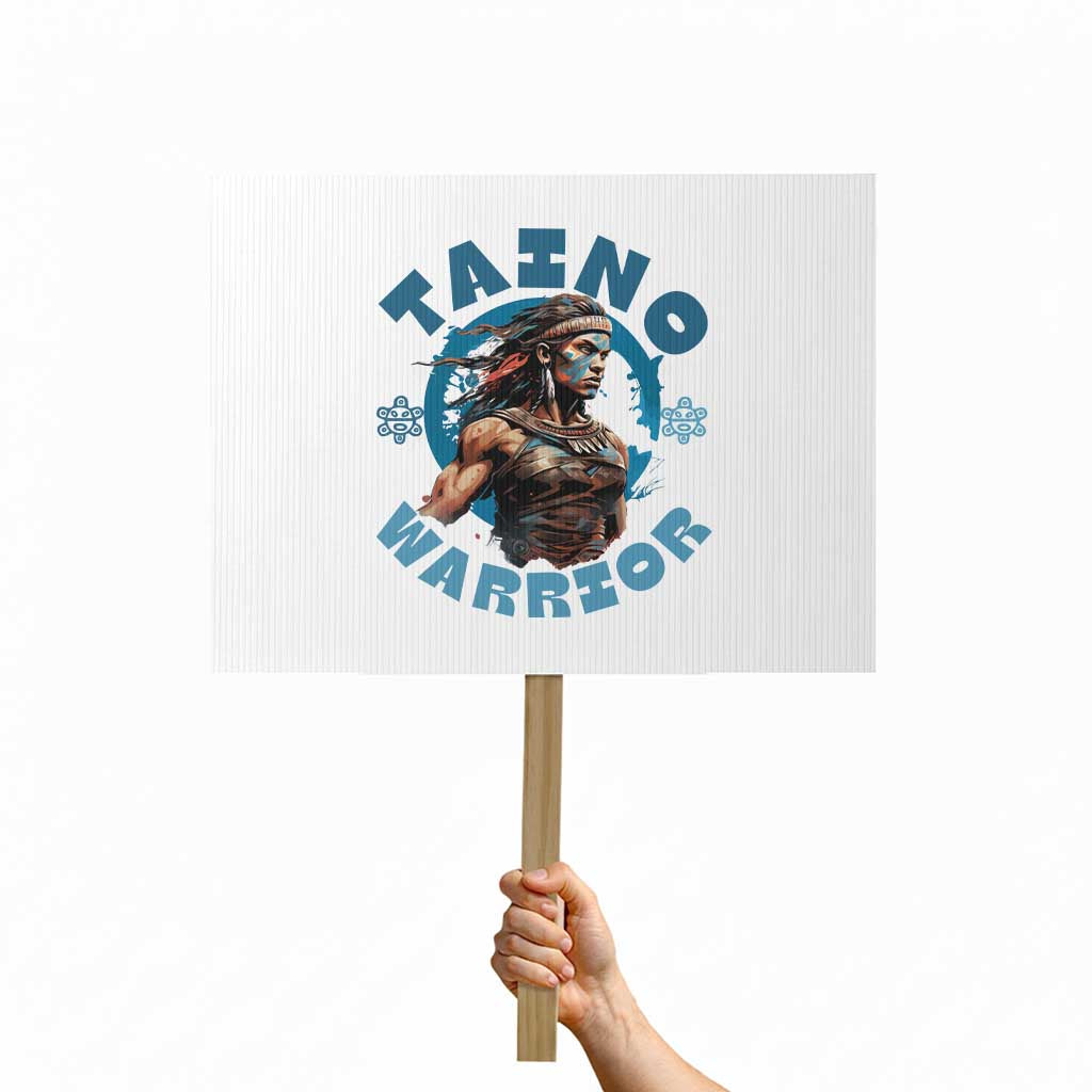 Taino Warrior Boricua Boriken Pride Indigenous Puerto Rican Protest Sign TS14 Horizontal 18" × 24" White Print Your Wear