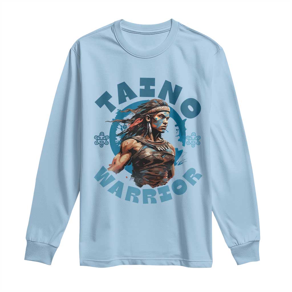 Taino Warrior Boricua Boriken Pride Indigenous Puerto Rican Long Sleeve Shirt TS14 Light Blue Print Your Wear