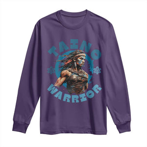 Taino Warrior Boricua Boriken Pride Indigenous Puerto Rican Long Sleeve Shirt TS14 Purple Print Your Wear