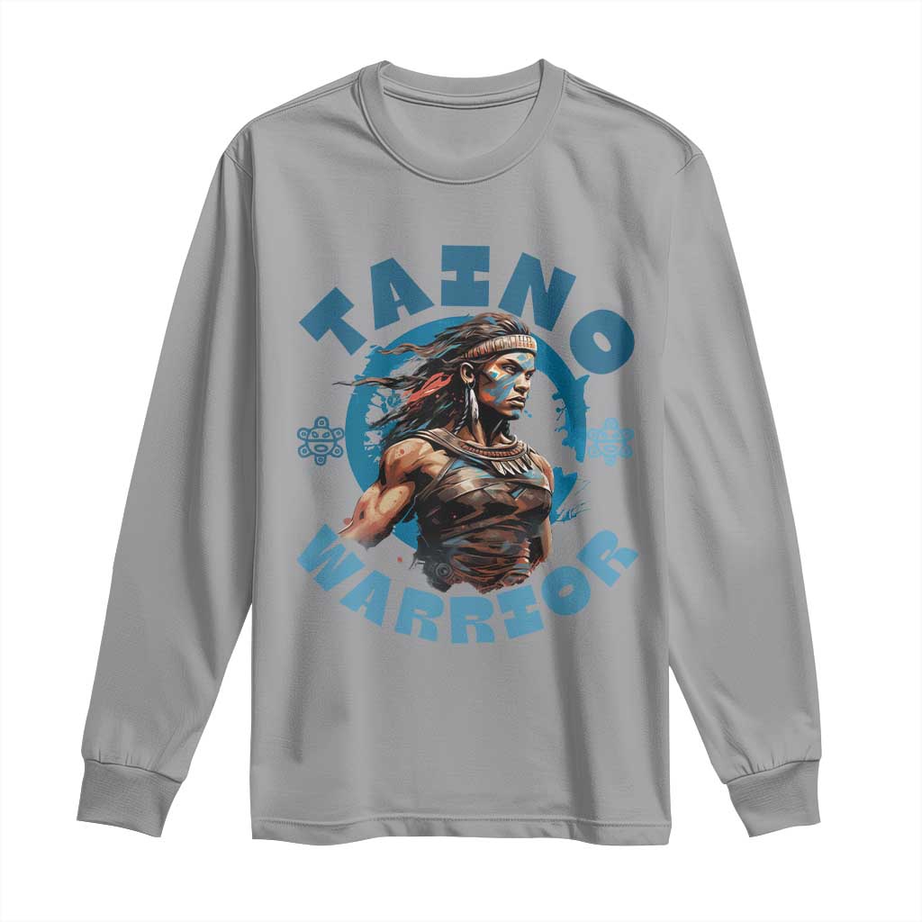 Taino Warrior Boricua Boriken Pride Indigenous Puerto Rican Long Sleeve Shirt TS14 Sport Gray Print Your Wear