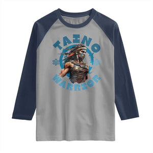 Taino Warrior Boricua Boriken Pride Indigenous Puerto Rican Raglan Shirt TS14 Sport Gray Navy Print Your Wear