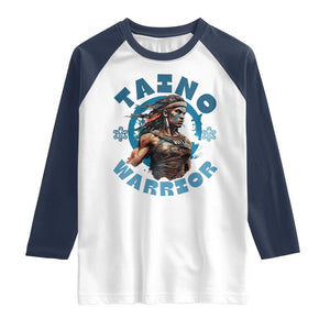 Taino Warrior Boricua Boriken Pride Indigenous Puerto Rican Raglan Shirt TS14 White Navy Print Your Wear