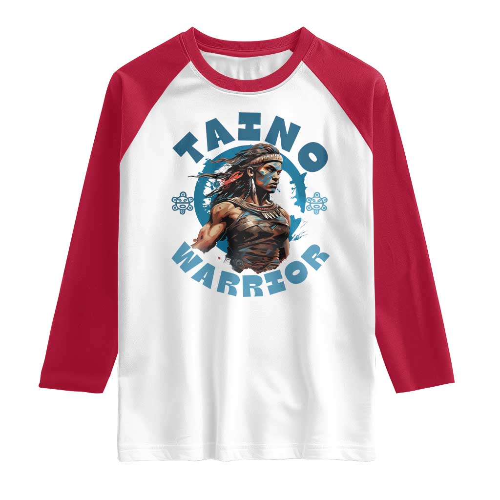 Taino Warrior Boricua Boriken Pride Indigenous Puerto Rican Raglan Shirt TS14 White Red Print Your Wear