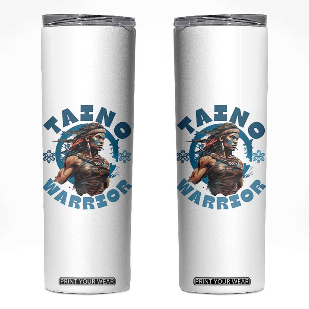 Taino Warrior Boricua Boriken Pride Indigenous Puerto Rican Skinny Tumbler TS14 White Print Your Wear