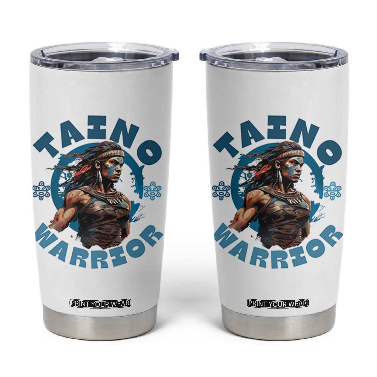 Taino Warrior Boricua Boriken Pride Indigenous Puerto Rican Tumbler Cup TS14 White Print Your Wear
