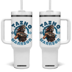 Taino Warrior Boricua Boriken Pride Indigenous Puerto Rican Tumbler With Handle TS14 One Size: 40 oz White Print Your Wear