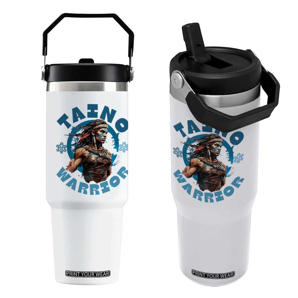 Taino Warrior Boricua Boriken Pride Indigenous Puerto Rican Flip Straw Tumbler TS14 One Size: 30 oz White Print Your Wear