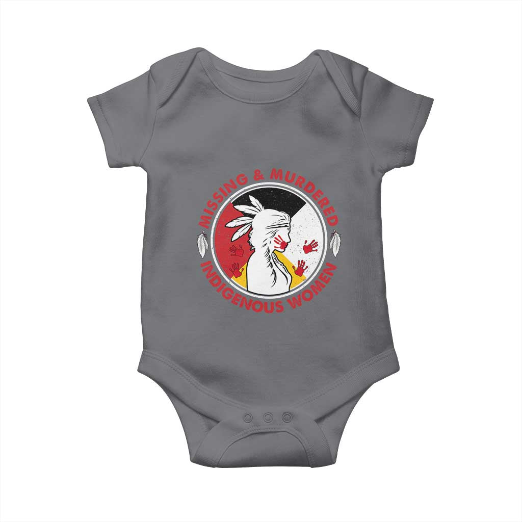 MMIW Missing and Murdered Indigenous Women Red Hand Baby Onesie TS14 Charcoal Print Your Wear