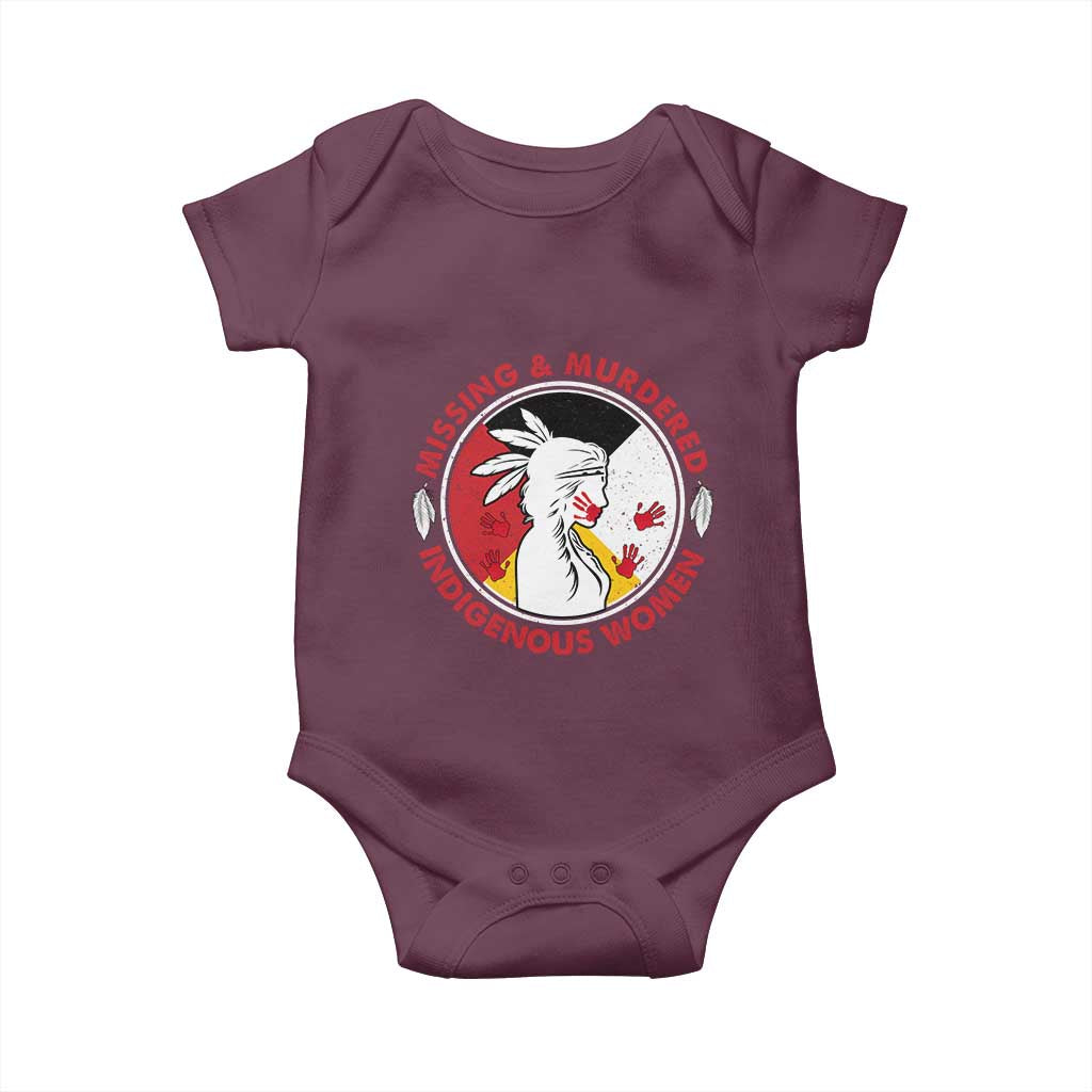 MMIW Missing and Murdered Indigenous Women Red Hand Baby Onesie TS14 Maroon Print Your Wear