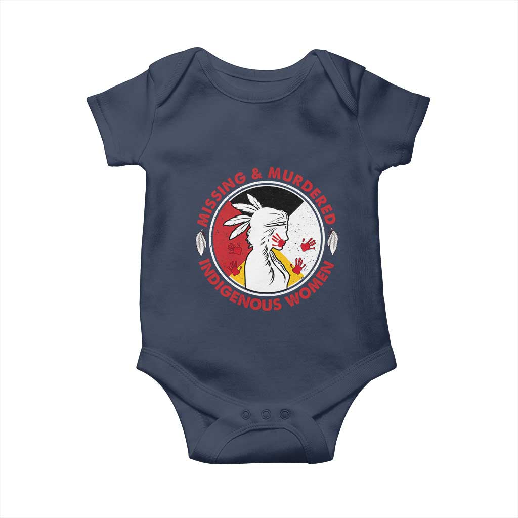 MMIW Missing and Murdered Indigenous Women Red Hand Baby Onesie TS14 Navy Print Your Wear