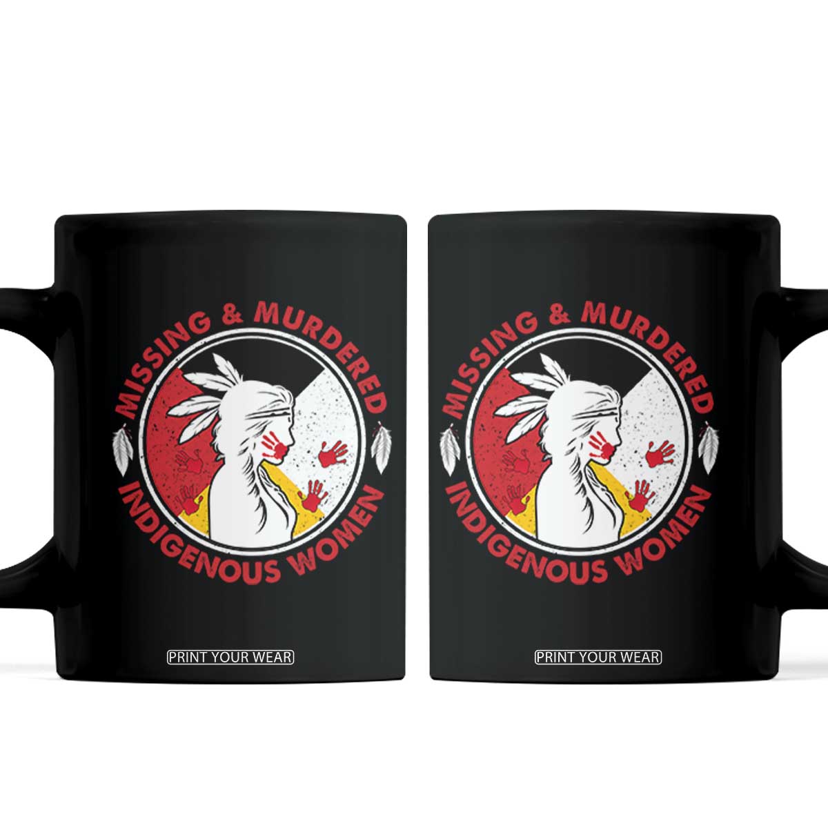 MMIW Missing and Murdered Indigenous Women Red Hand Coffee Mug TS14 Black Print Your Wear