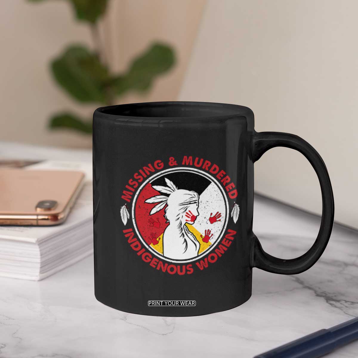 MMIW Missing and Murdered Indigenous Women Red Hand Coffee Mug TS14 Print Your Wear