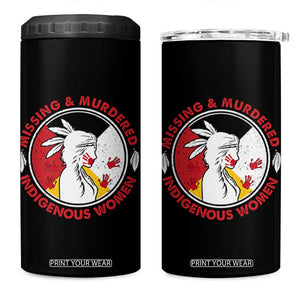MMIW Missing and Murdered Indigenous Women Red Hand 4 in 1 Can Cooler Tumbler TS14 One Size: 16 oz Black Print Your Wear