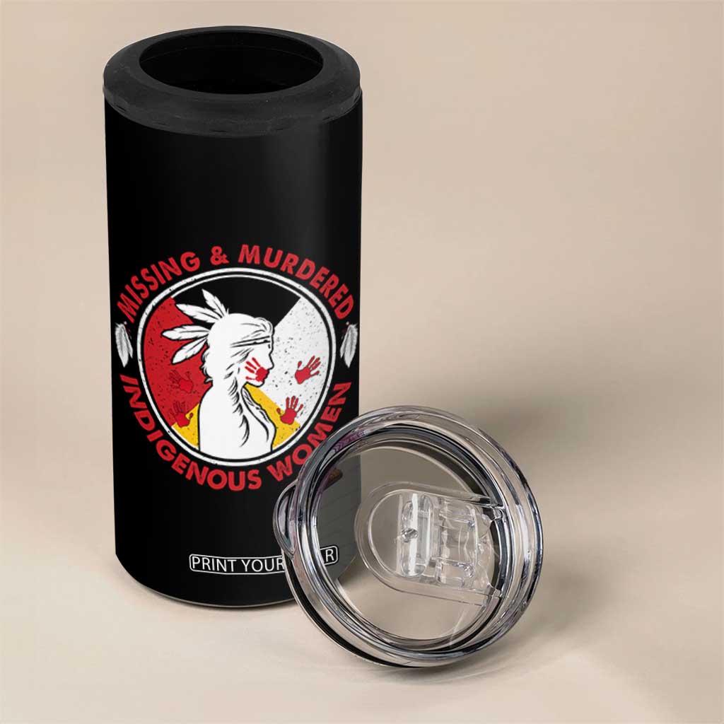 MMIW Missing and Murdered Indigenous Women Red Hand 4 in 1 Can Cooler Tumbler TS14 Print Your Wear