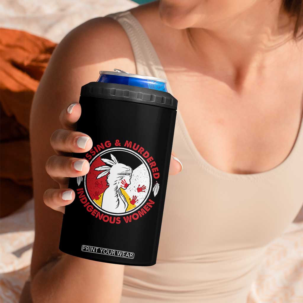 MMIW Missing and Murdered Indigenous Women Red Hand 4 in 1 Can Cooler Tumbler TS14 Print Your Wear