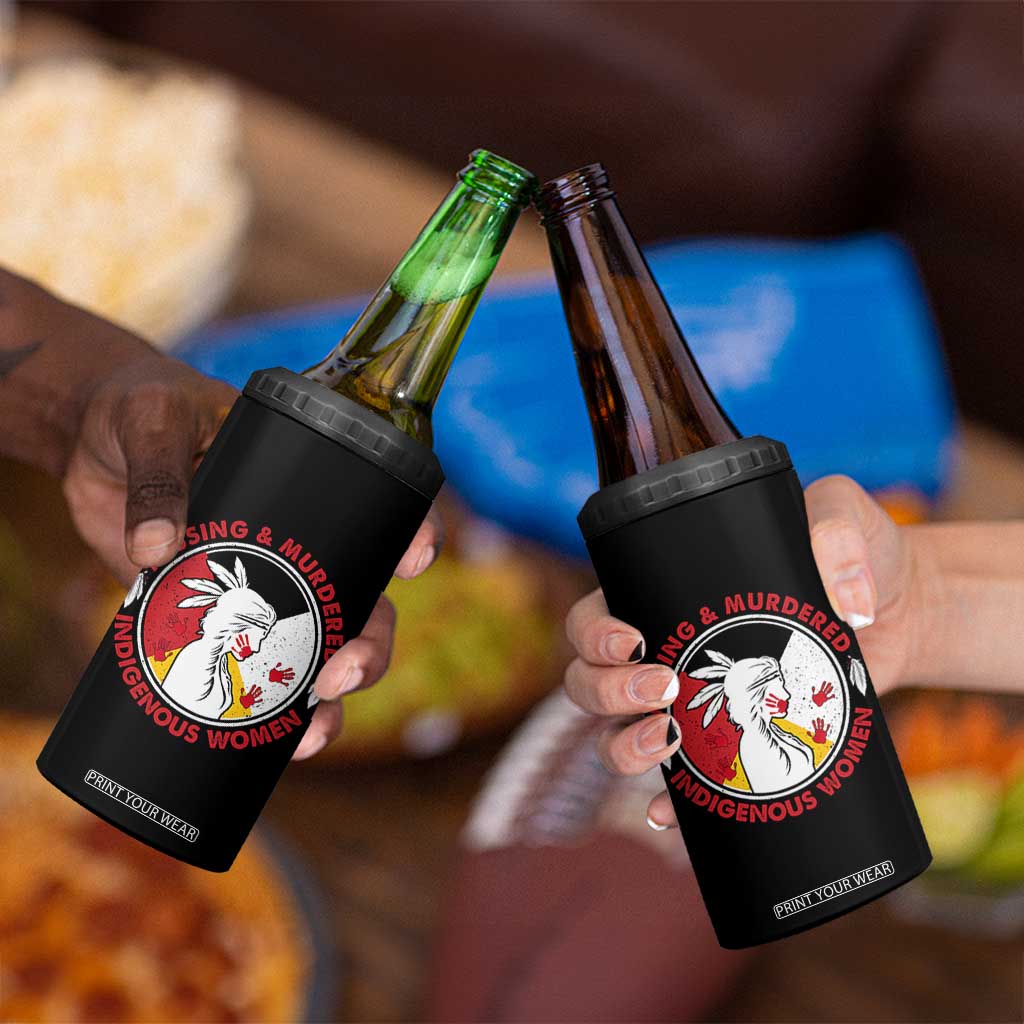 MMIW Missing and Murdered Indigenous Women Red Hand 4 in 1 Can Cooler Tumbler TS14 Print Your Wear