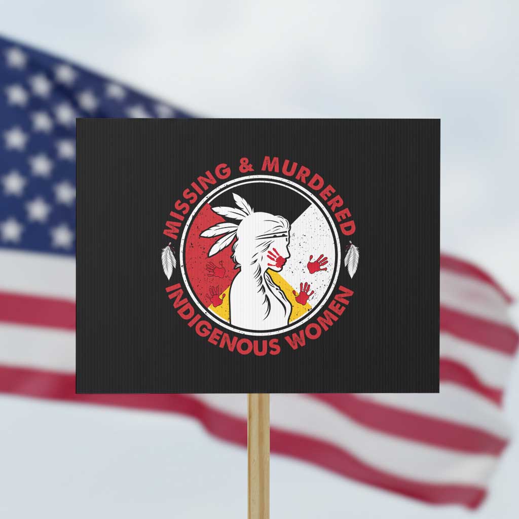 MMIW Missing and Murdered Indigenous Women Red Hand Protest Sign TS14 Horizontal 18" × 24" Black Print Your Wear
