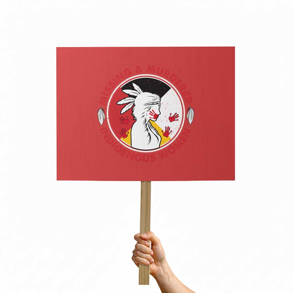 MMIW Missing and Murdered Indigenous Women Red Hand Protest Sign TS14 Horizontal 18" × 24" Red Print Your Wear