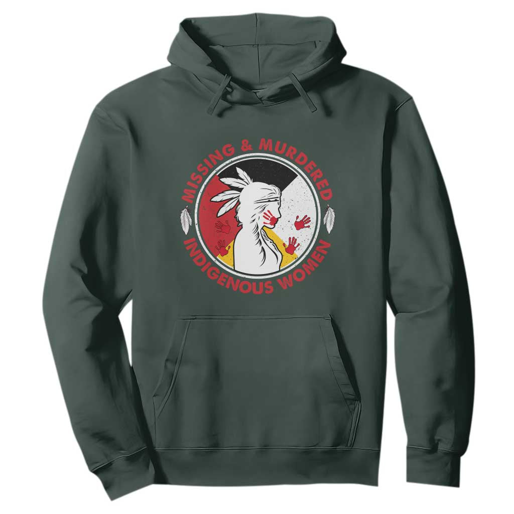 MMIW Missing and Murdered Indigenous Women Red Hand Hoodie TS14 Dark Forest Green Print Your Wear