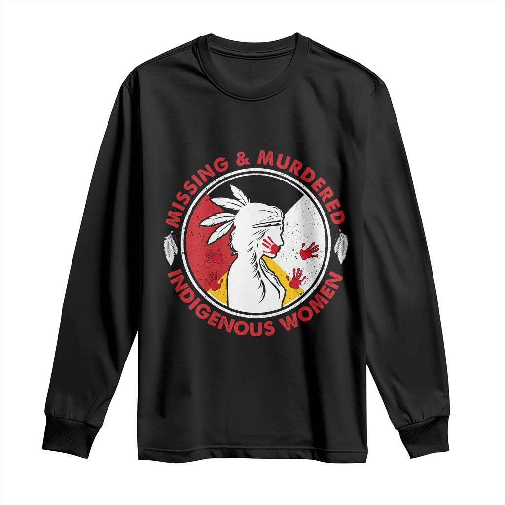 MMIW Missing and Murdered Indigenous Women Red Hand Long Sleeve Shirt TS14 Black Print Your Wear