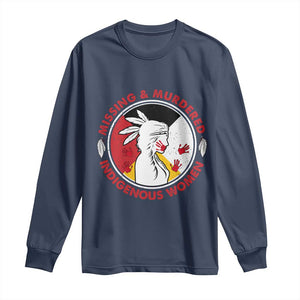 MMIW Missing and Murdered Indigenous Women Red Hand Long Sleeve Shirt TS14 Navy Print Your Wear