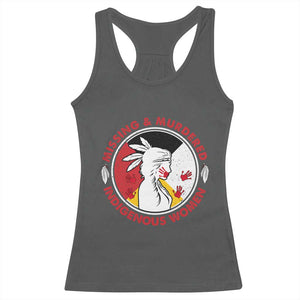 MMIW Missing and Murdered Indigenous Women Red Hand Racerback Tank Top TS14 Dark Heather Print Your Wear