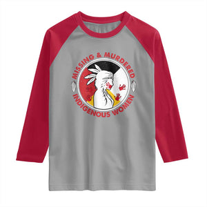 MMIW Missing and Murdered Indigenous Women Red Hand Raglan Shirt TS14 Sport Gray Red Print Your Wear