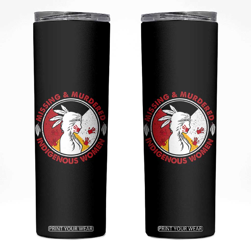 MMIW Missing and Murdered Indigenous Women Red Hand Skinny Tumbler - Print Your Wear