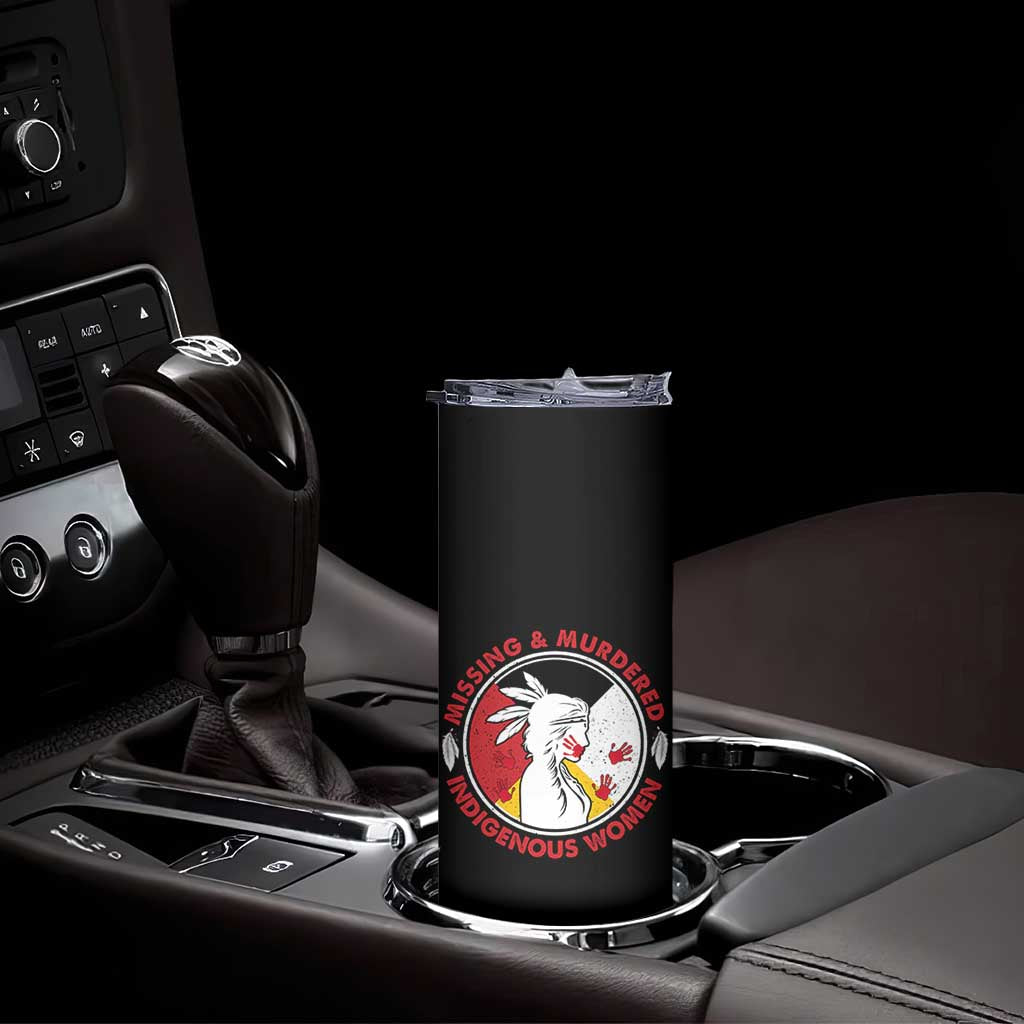 MMIW Missing and Murdered Indigenous Women Red Hand Skinny Tumbler - Print Your Wear