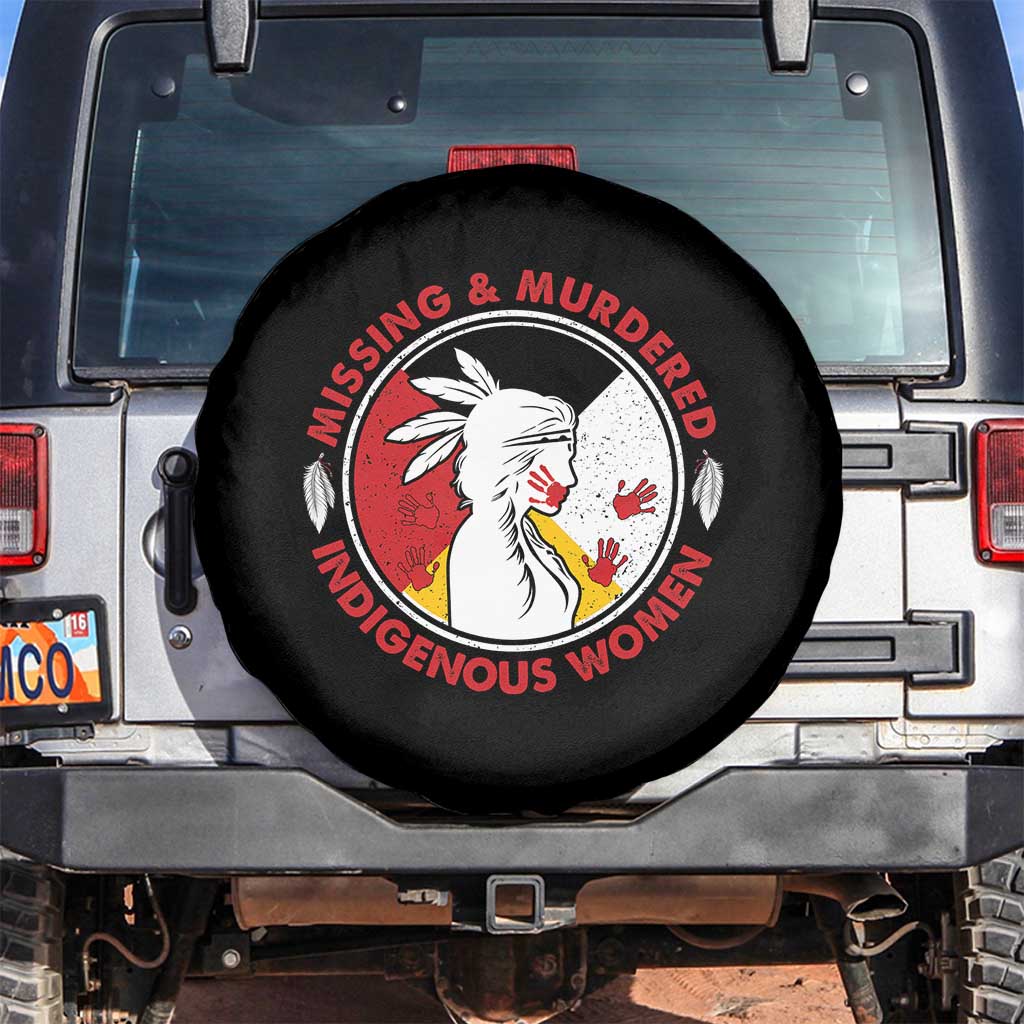 MMIW Missing and Murdered Indigenous Women Red Hand Spare Tire Cover TS14 No hole Black Print Your Wear
