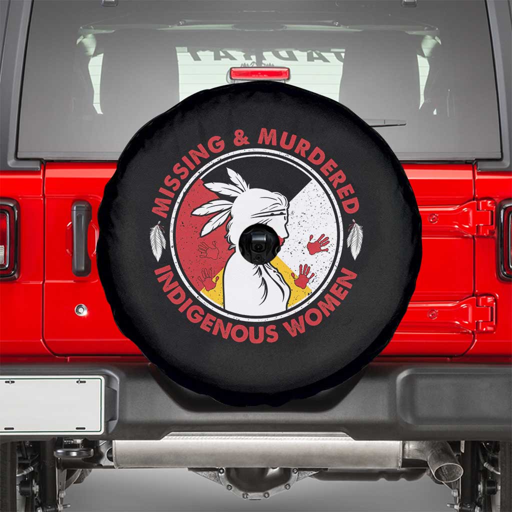MMIW Missing and Murdered Indigenous Women Red Hand Spare Tire Cover TS14 Black Print Your Wear