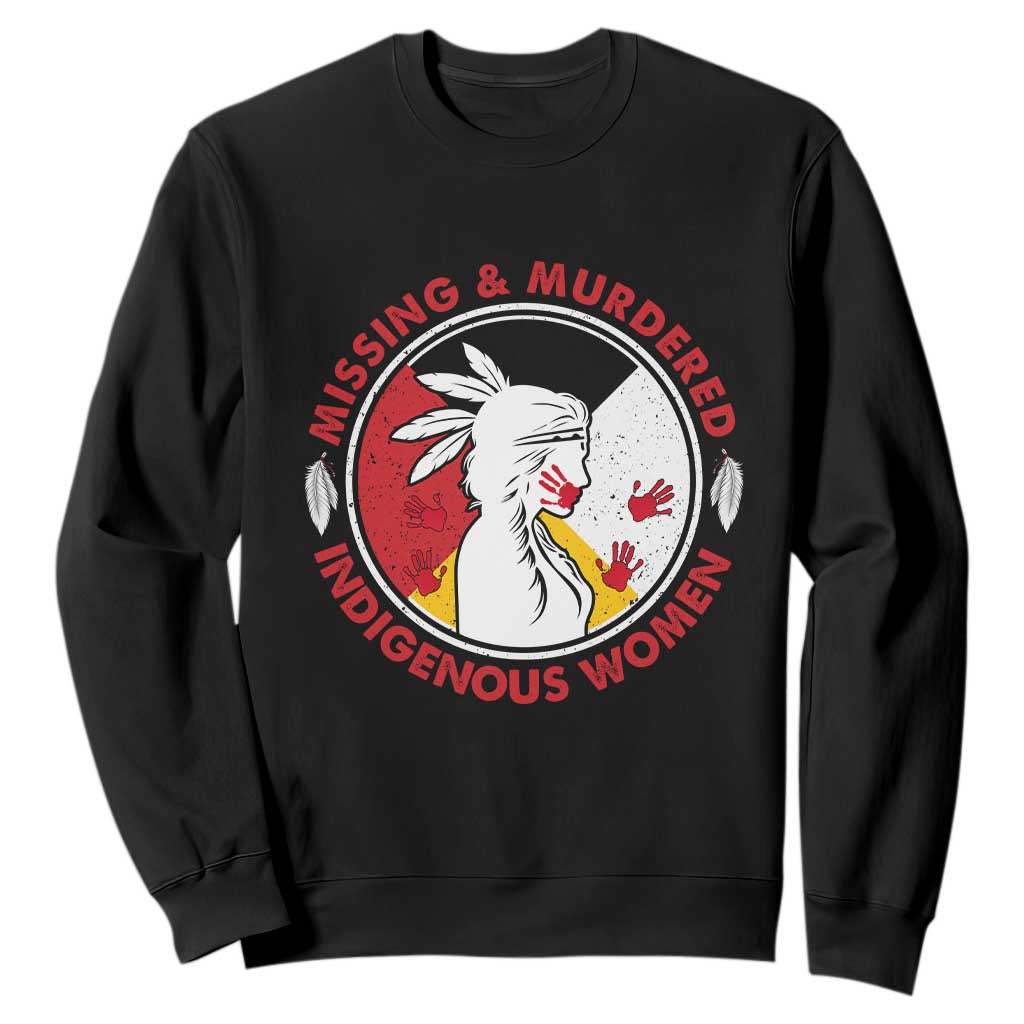 MMIW Missing and Murdered Indigenous Women Red Hand Sweatshirt TS14 Black Print Your Wear