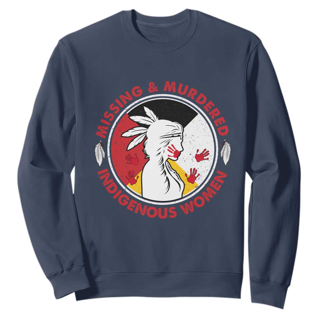 MMIW Missing and Murdered Indigenous Women Red Hand Sweatshirt TS14 Navy Print Your Wear