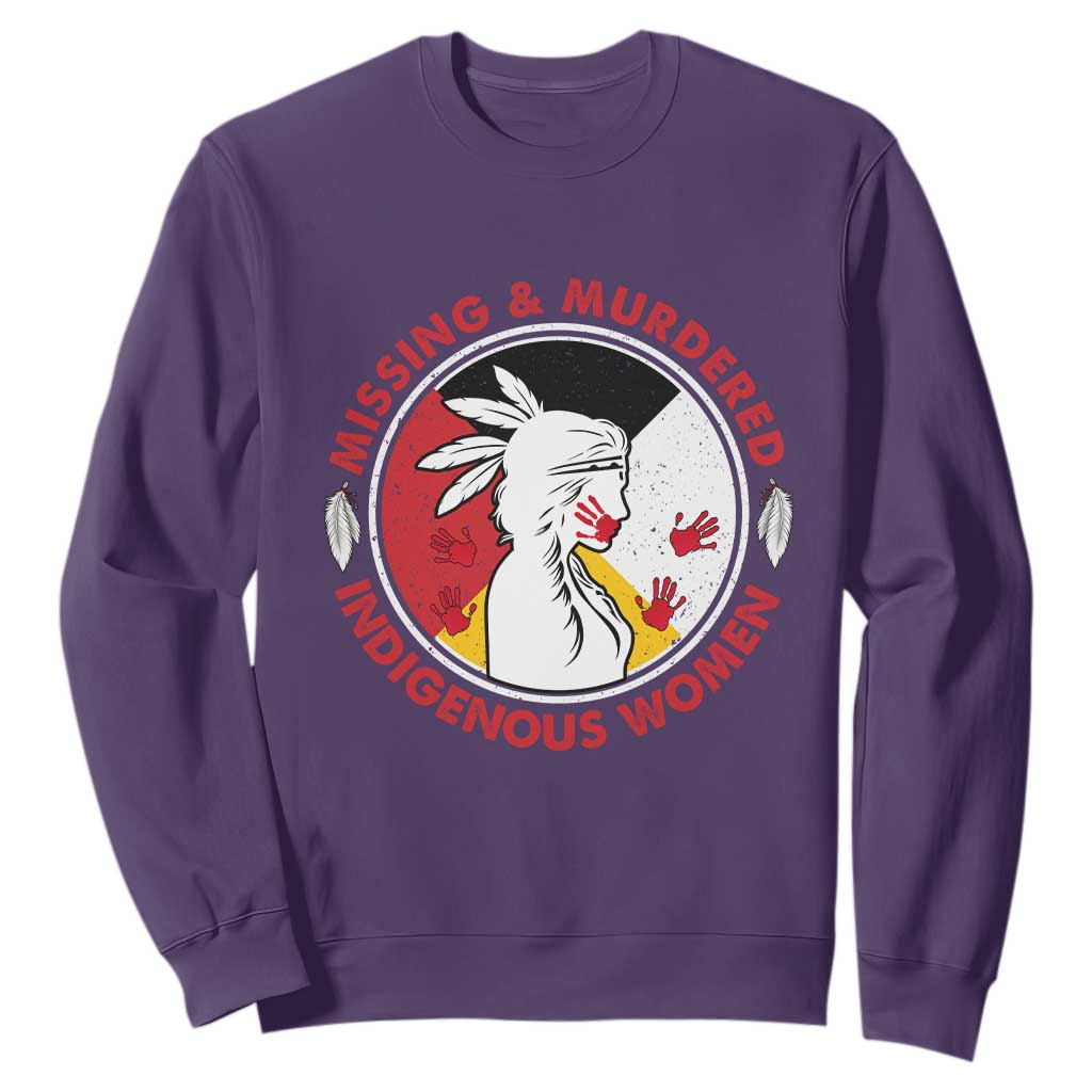 MMIW Missing and Murdered Indigenous Women Red Hand Sweatshirt TS14 Purple Print Your Wear