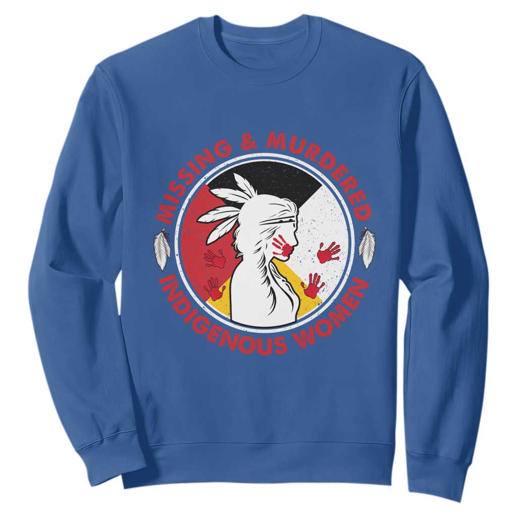 MMIW Missing and Murdered Indigenous Women Red Hand Sweatshirt TS14 Royal Blue Print Your Wear