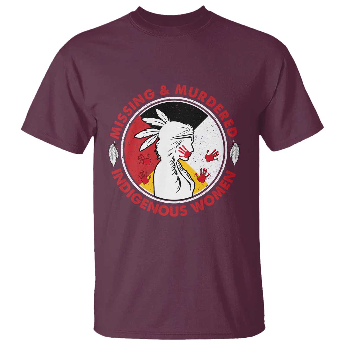 MMIW Missing and Murdered Indigenous Women Red Hand T Shirt TS14 Maroon Print Your Wear