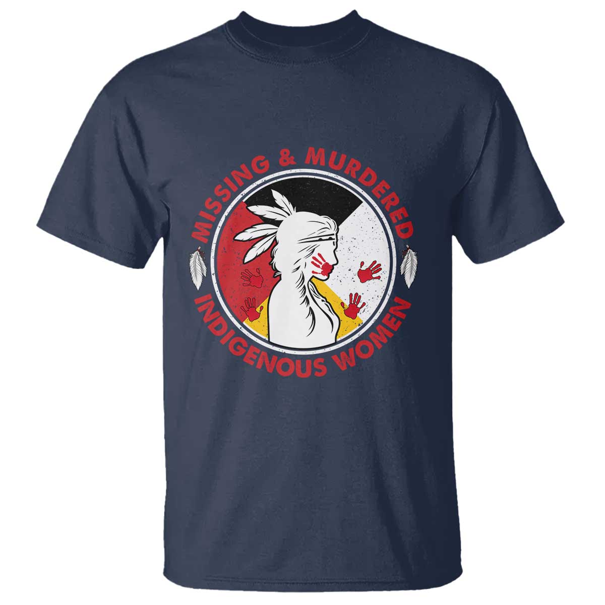MMIW Missing and Murdered Indigenous Women Red Hand T Shirt TS14 Navy Print Your Wear