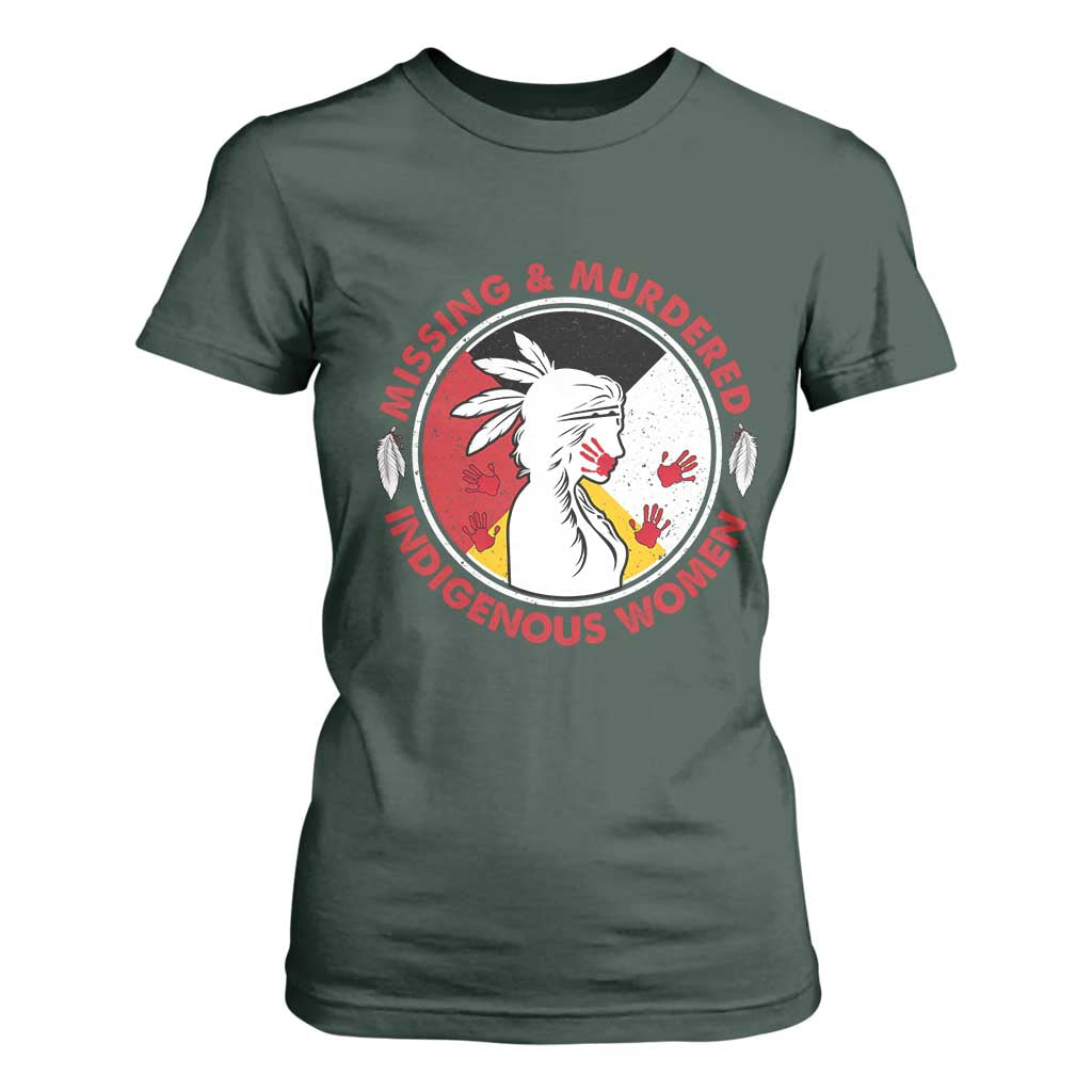 MMIW Missing and Murdered Indigenous Women Red Hand T Shirt For Women TS14 Dark Forest Green Print Your Wear