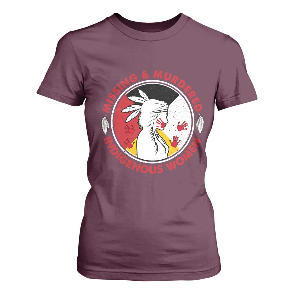 MMIW Missing and Murdered Indigenous Women Red Hand T Shirt For Women TS14 Maroon Print Your Wear
