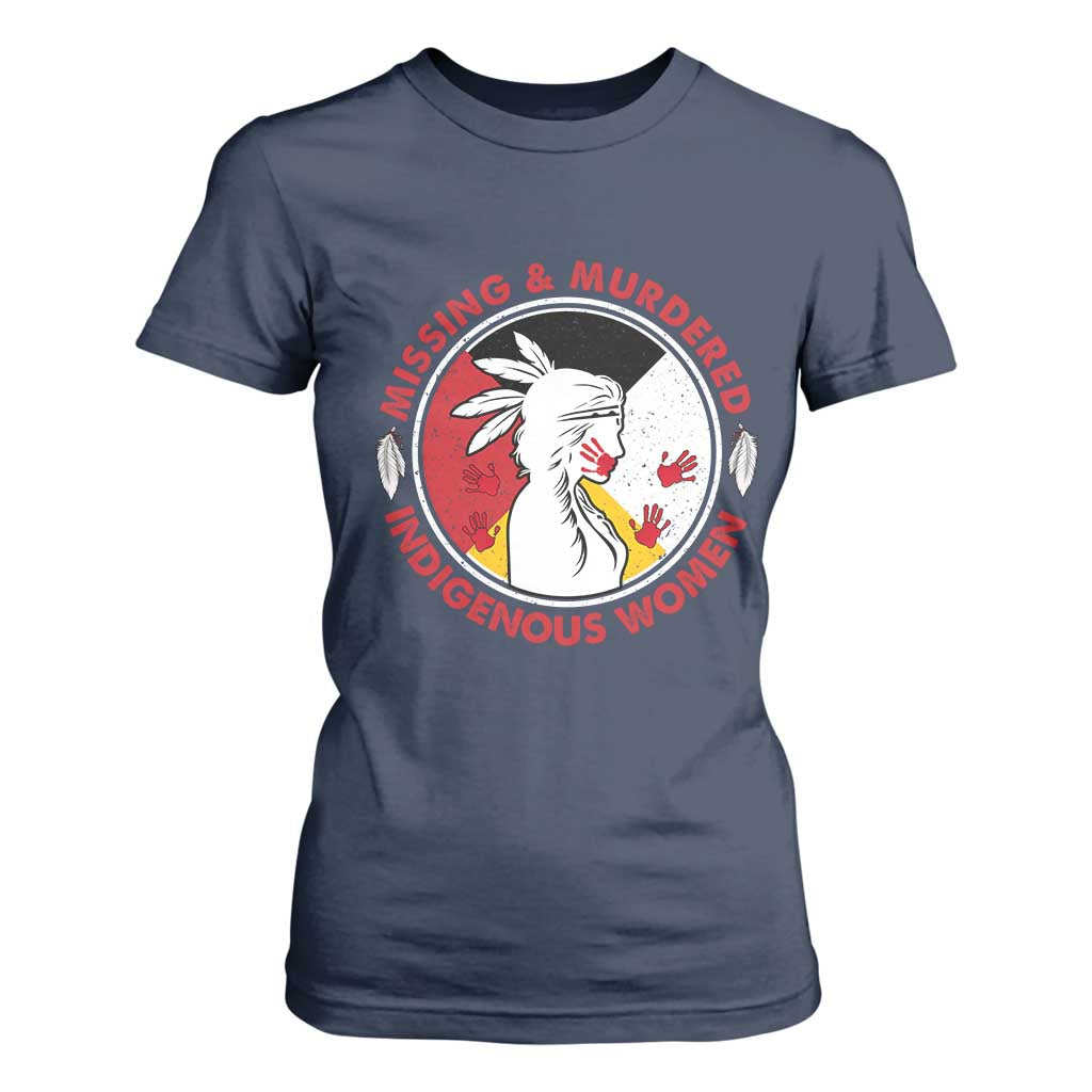 MMIW Missing and Murdered Indigenous Women Red Hand T Shirt For Women TS14 Navy Print Your Wear