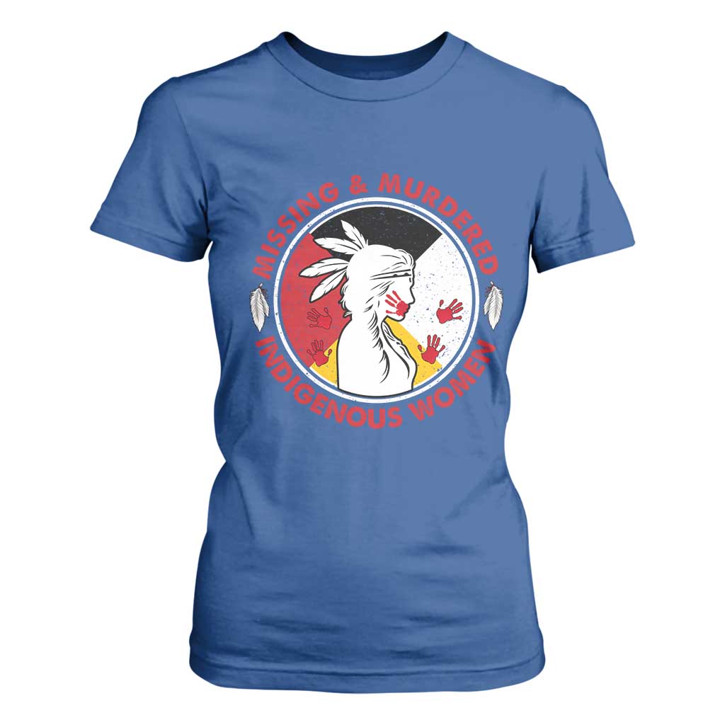 MMIW Missing and Murdered Indigenous Women Red Hand T Shirt For Women TS14 Royal Blue Print Your Wear