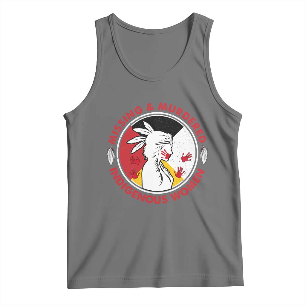 MMIW Missing and Murdered Indigenous Women Red Hand Tank Top TS14 Black Heather Print Your Wear