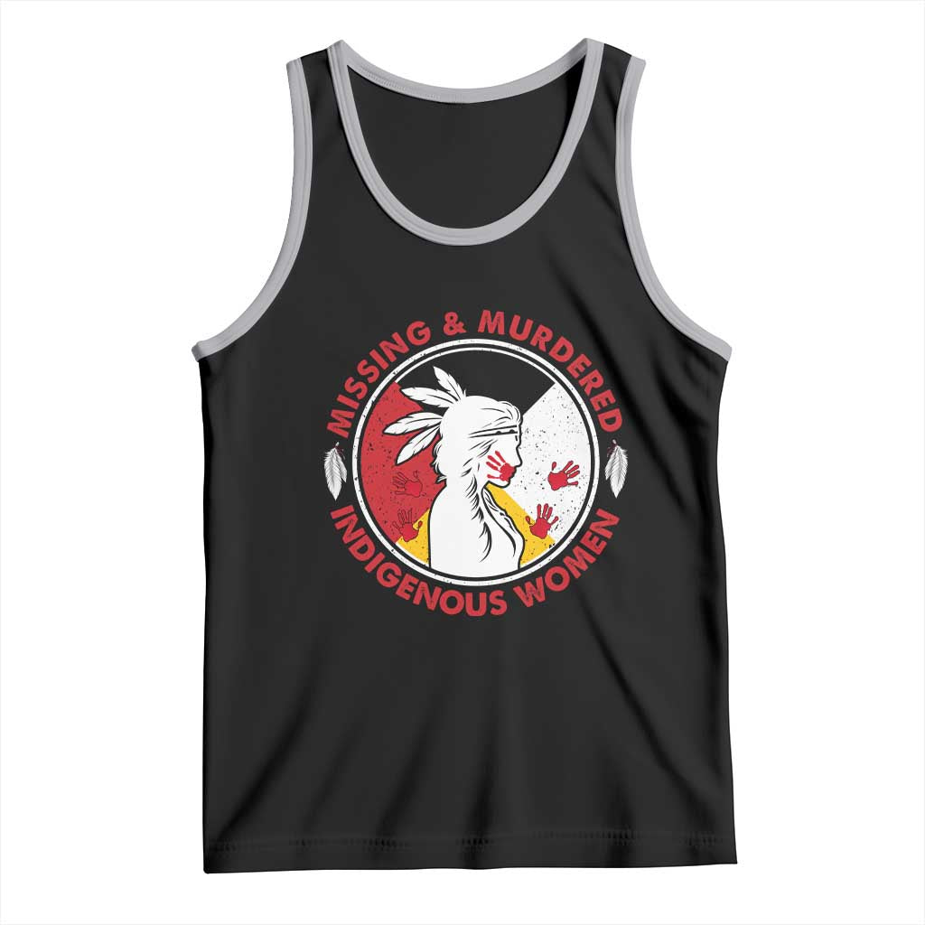 MMIW Missing and Murdered Indigenous Women Red Hand Tank Top TS14 Black Athletic Heather Print Your Wear