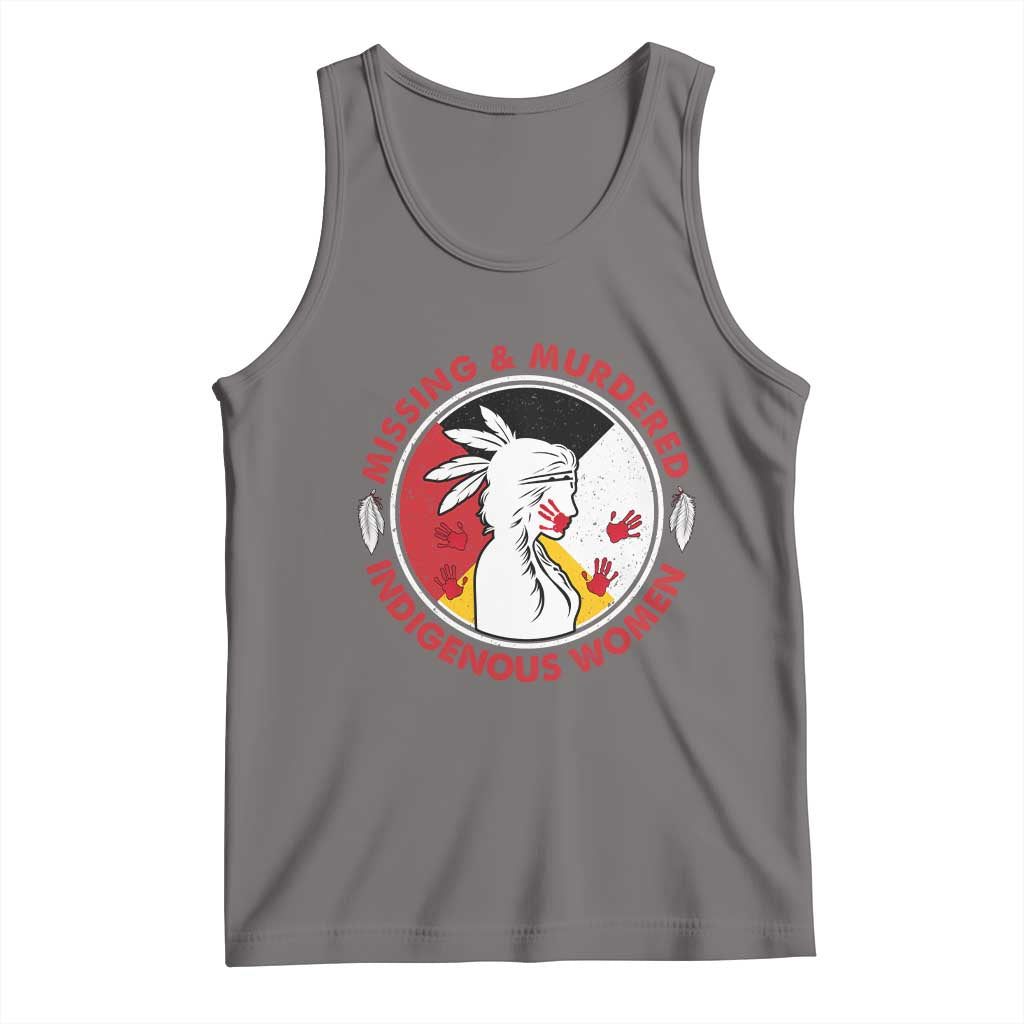 MMIW Missing and Murdered Indigenous Women Red Hand Tank Top TS14 Deep Heather Print Your Wear