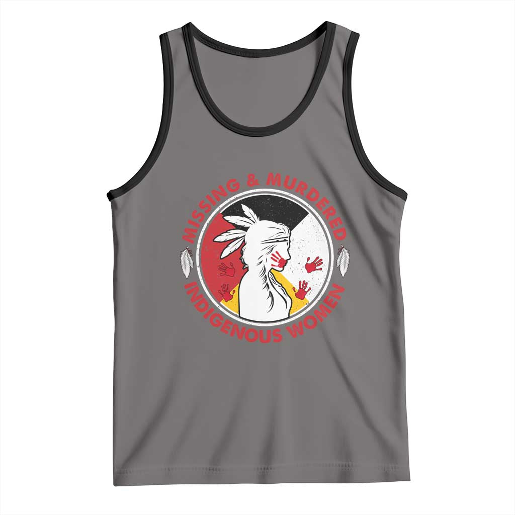 MMIW Missing and Murdered Indigenous Women Red Hand Tank Top TS14 Deep Heather Black Print Your Wear