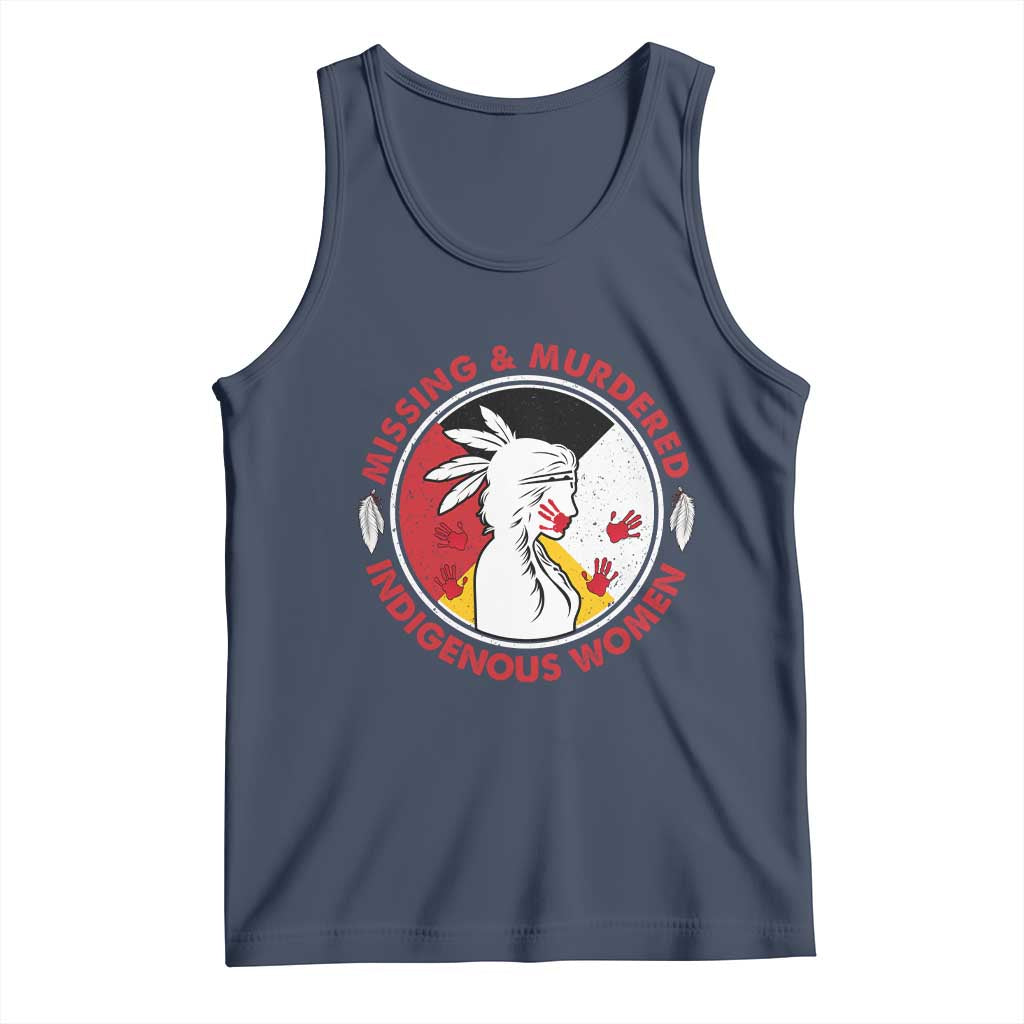 MMIW Missing and Murdered Indigenous Women Red Hand Tank Top TS14 Navy Print Your Wear