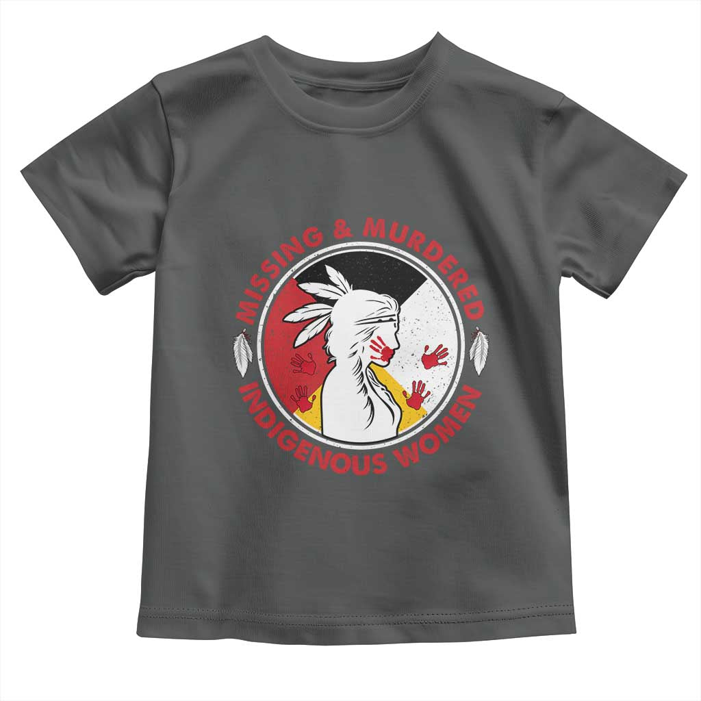 MMIW Missing and Murdered Indigenous Women Red Hand Toddler T Shirt TS14 Dark Heather Print Your Wear