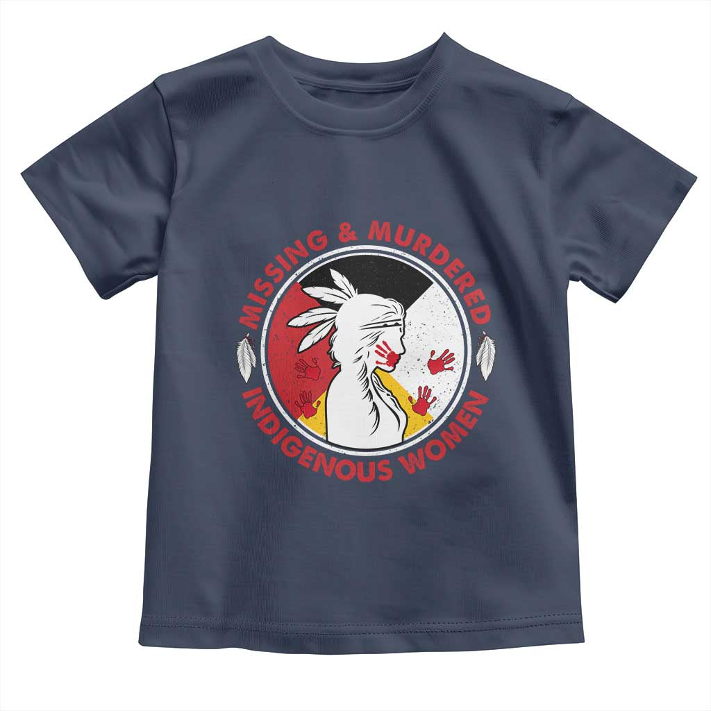 MMIW Missing and Murdered Indigenous Women Red Hand Toddler T Shirt TS14 Navy Print Your Wear
