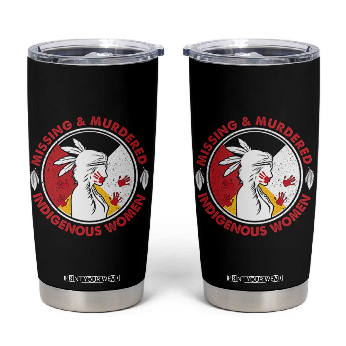 MMIW Missing and Murdered Indigenous Women Red Hand Tumbler Cup TS14 Black Print Your Wear