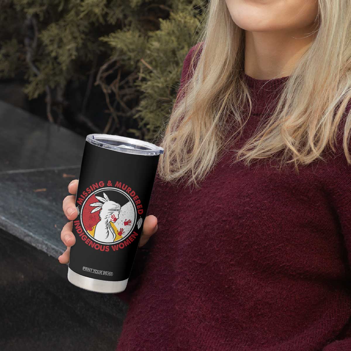 MMIW Missing and Murdered Indigenous Women Red Hand Tumbler Cup TS14 Print Your Wear